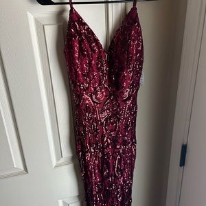 Red sequined formal dress
